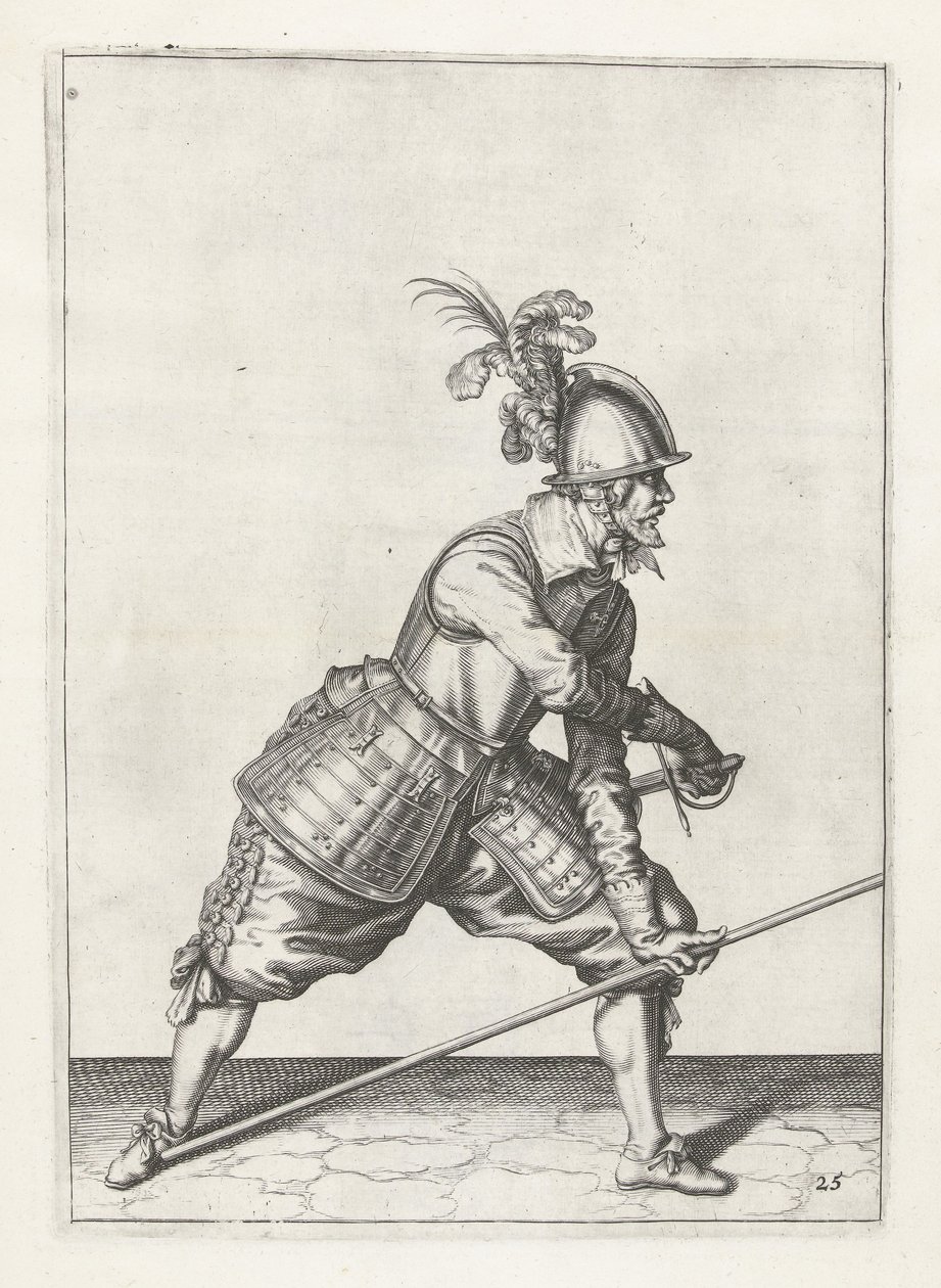 Soldato con lancia che estrae la spada, c.1600 da Jacob II de Gheyn