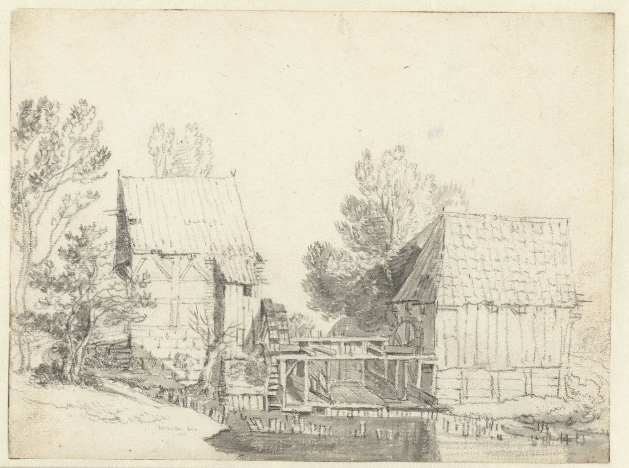 Veduta di due mulini ad acqua da Jacob Isaacksz van Ruisdael (school of)