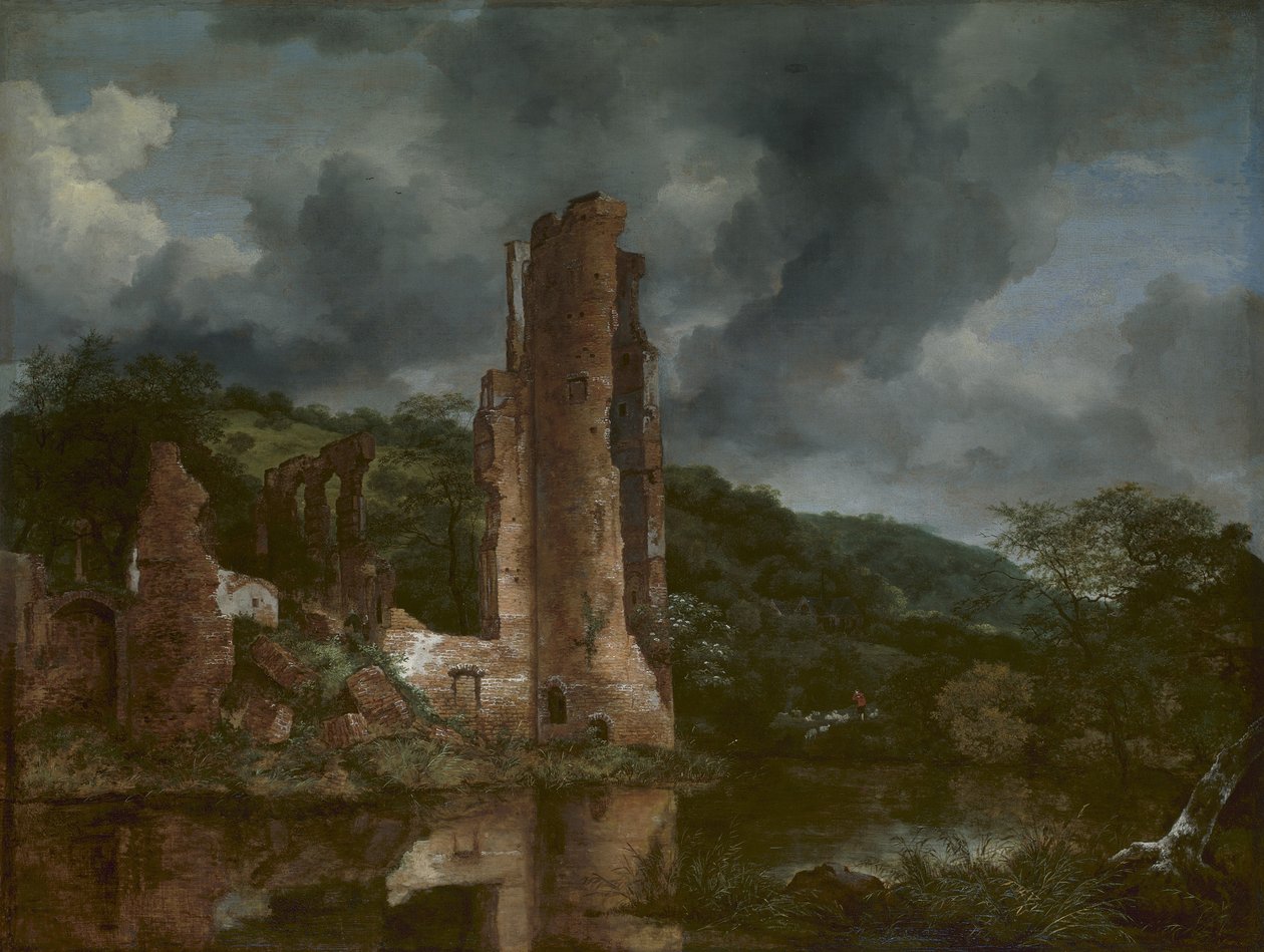 Paesaggio con le rovine del castello di Egmond, 1650-55 da Jacob van Ruisdael