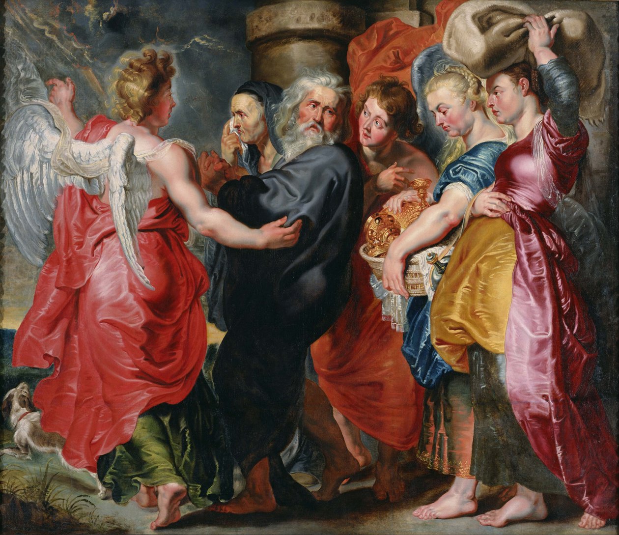 Lot e la sua famiglia lasciano Sodoma (sulla base della composizione di Rubens). da Jacob Jordaens