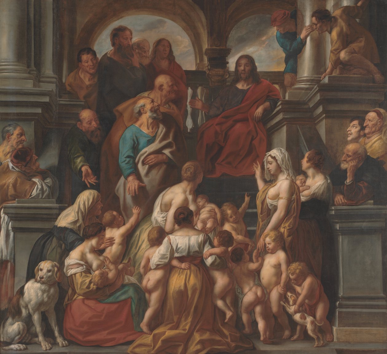Cristo benedice i bambini. Lasciate che i bambini vengano a me da Jacob Jordaens