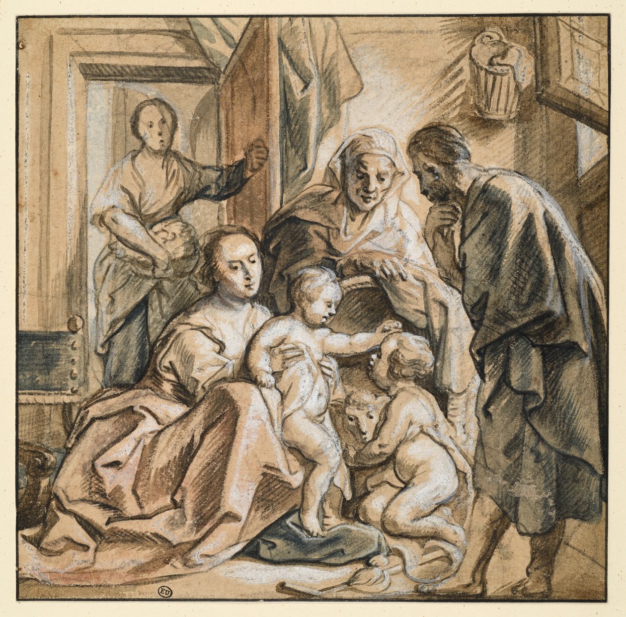 La Sacra Famiglia con Elisabetta e il piccolo San Giovanni da Jacob Jordaens