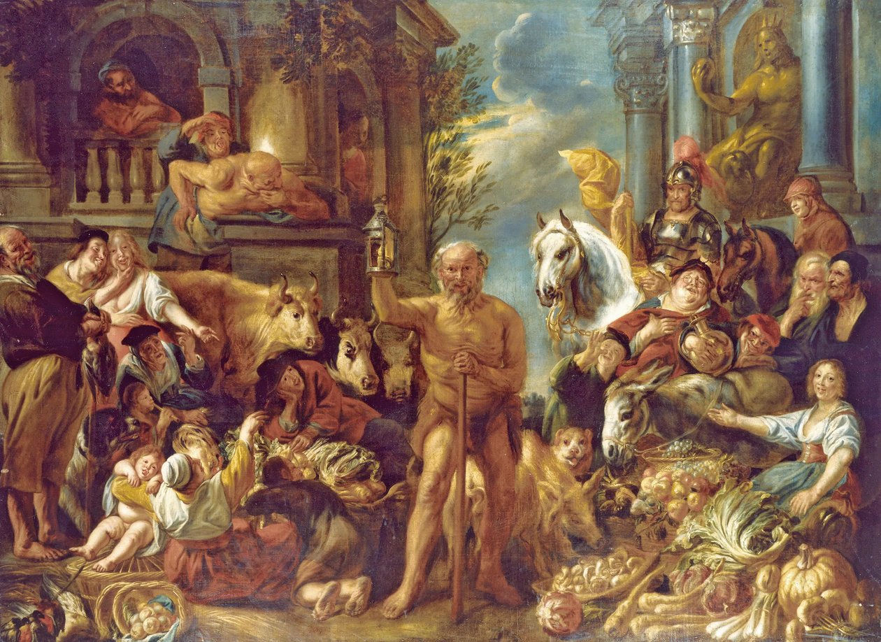 Diogene alla ricerca di un uomo onesto da Jacob Jordaens