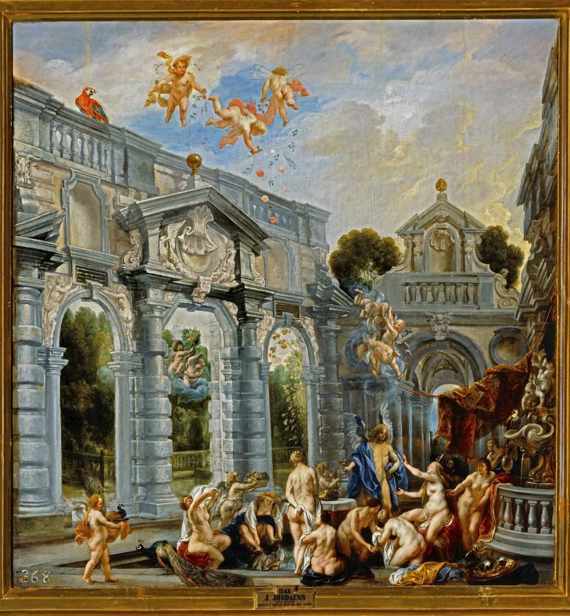 Dee e ninfe dopo un bagno... (dipinto su tela) da Jacob Jordaens