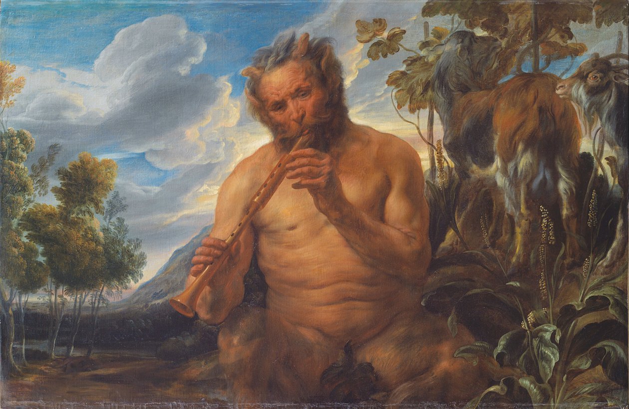 Satiro che suona la pipa (Infanzia di Giove) (frammento) da Jacob Jordaens