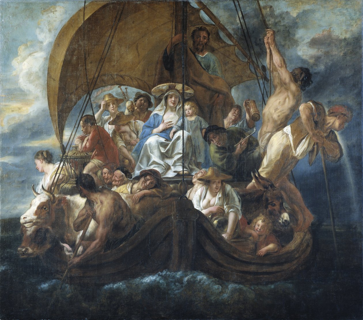 La Sacra Famiglia su un traghetto da Jacob Jordaens