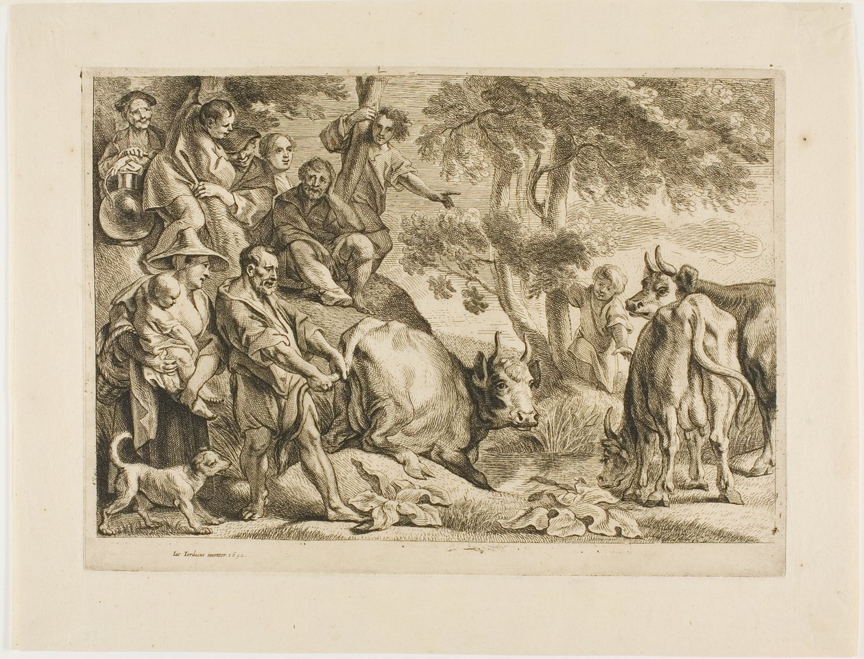 Il maestro tira la mucca fuori dal fosso per la coda da Jacob Jordaens