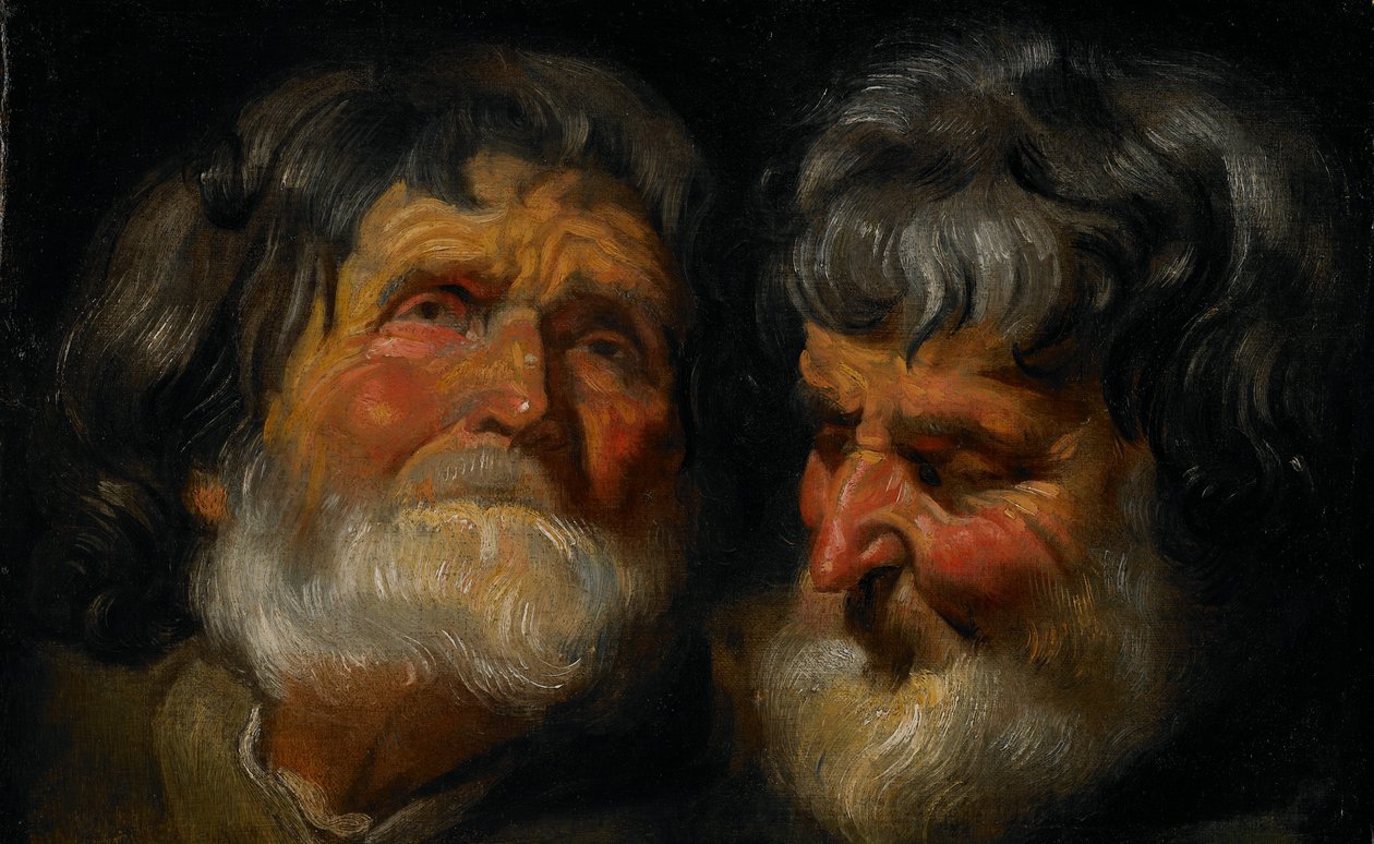 Due studi della testa di un anziano da Jacob Jordaens