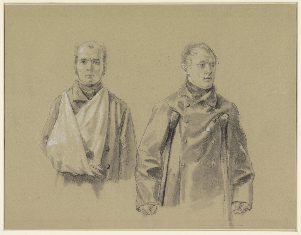 Due soldati feriti, il sinistro con il braccio in una fascia, il destro con le stampelle da Jacob Joseph Eeckhout