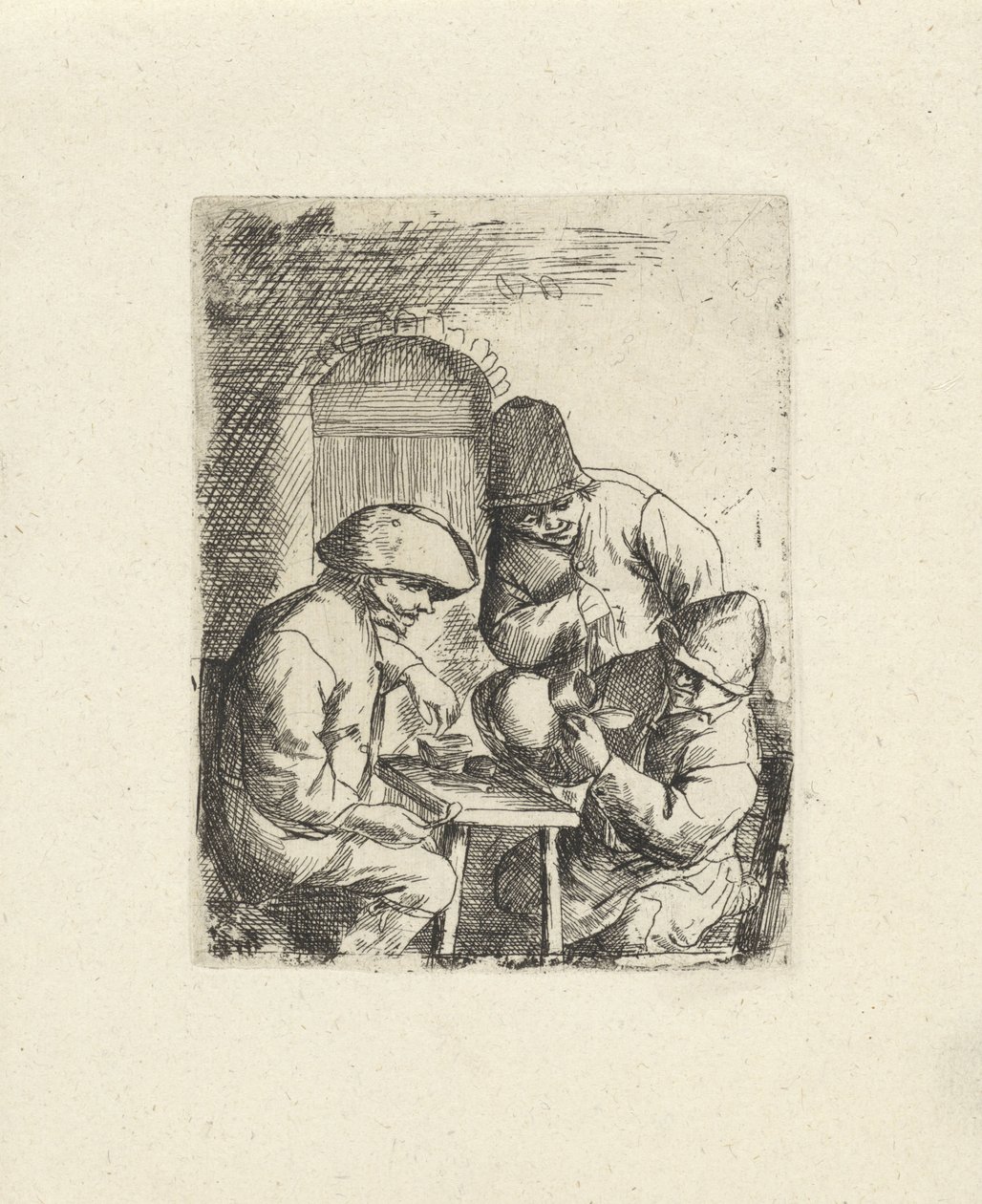 Tre uomini e una brocca vuota da Jacob Laurensz. van der Vinne