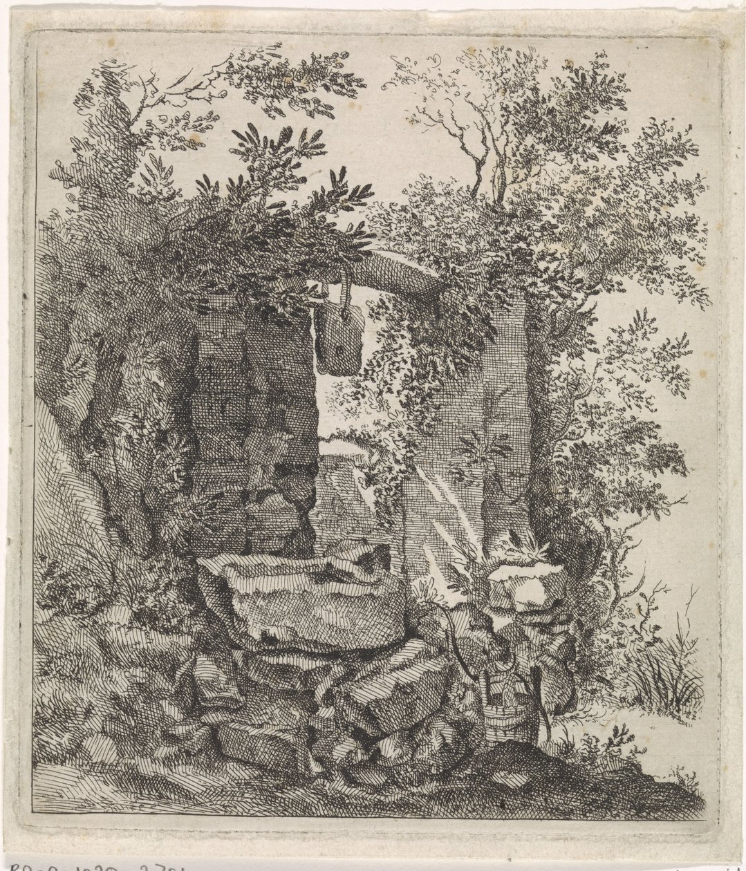Porta di pietra in rovina in un paesaggio da Jacob Lutma