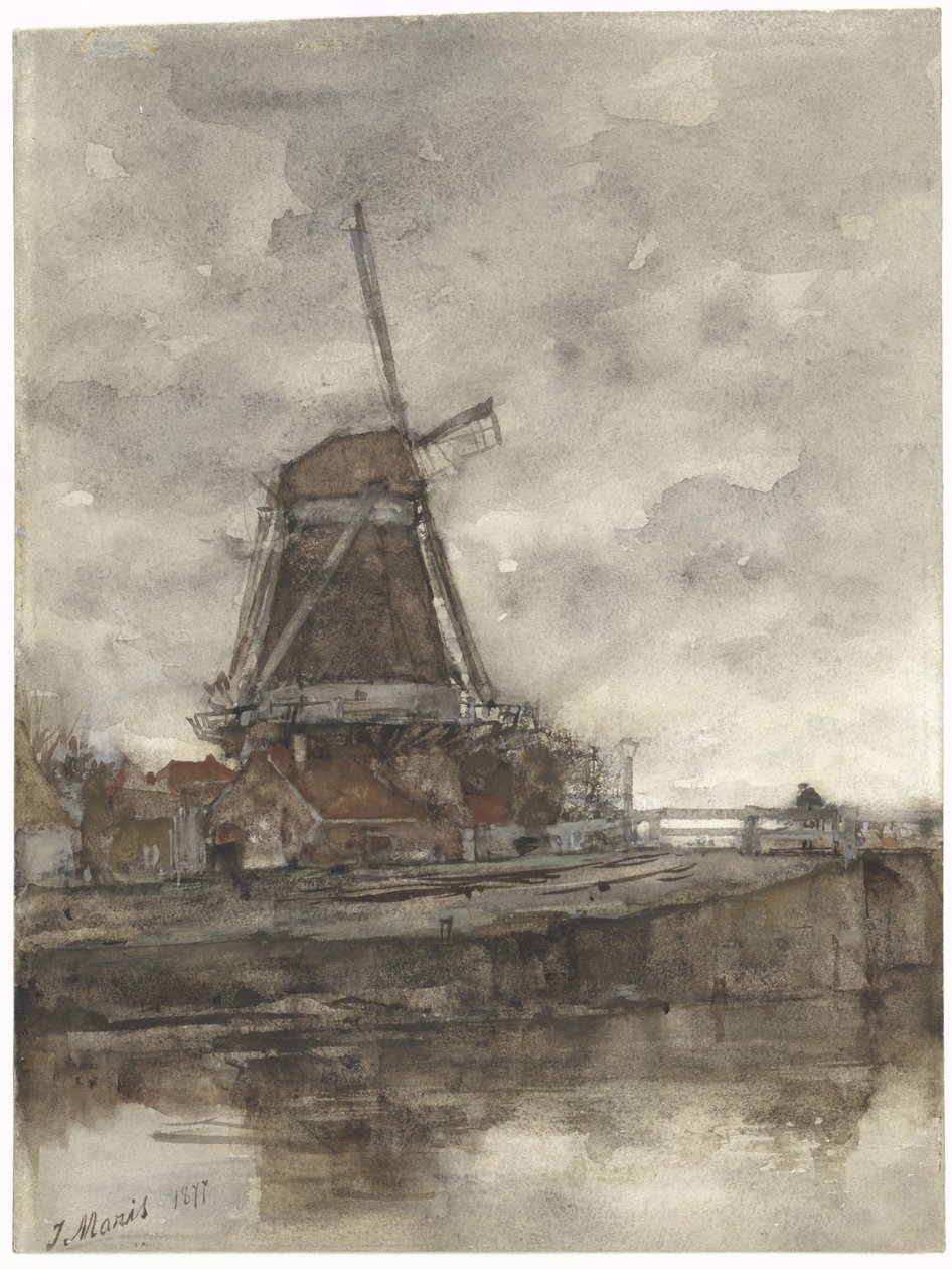 Mulino e il ponte presso la Noord-West-Buitensingel a L