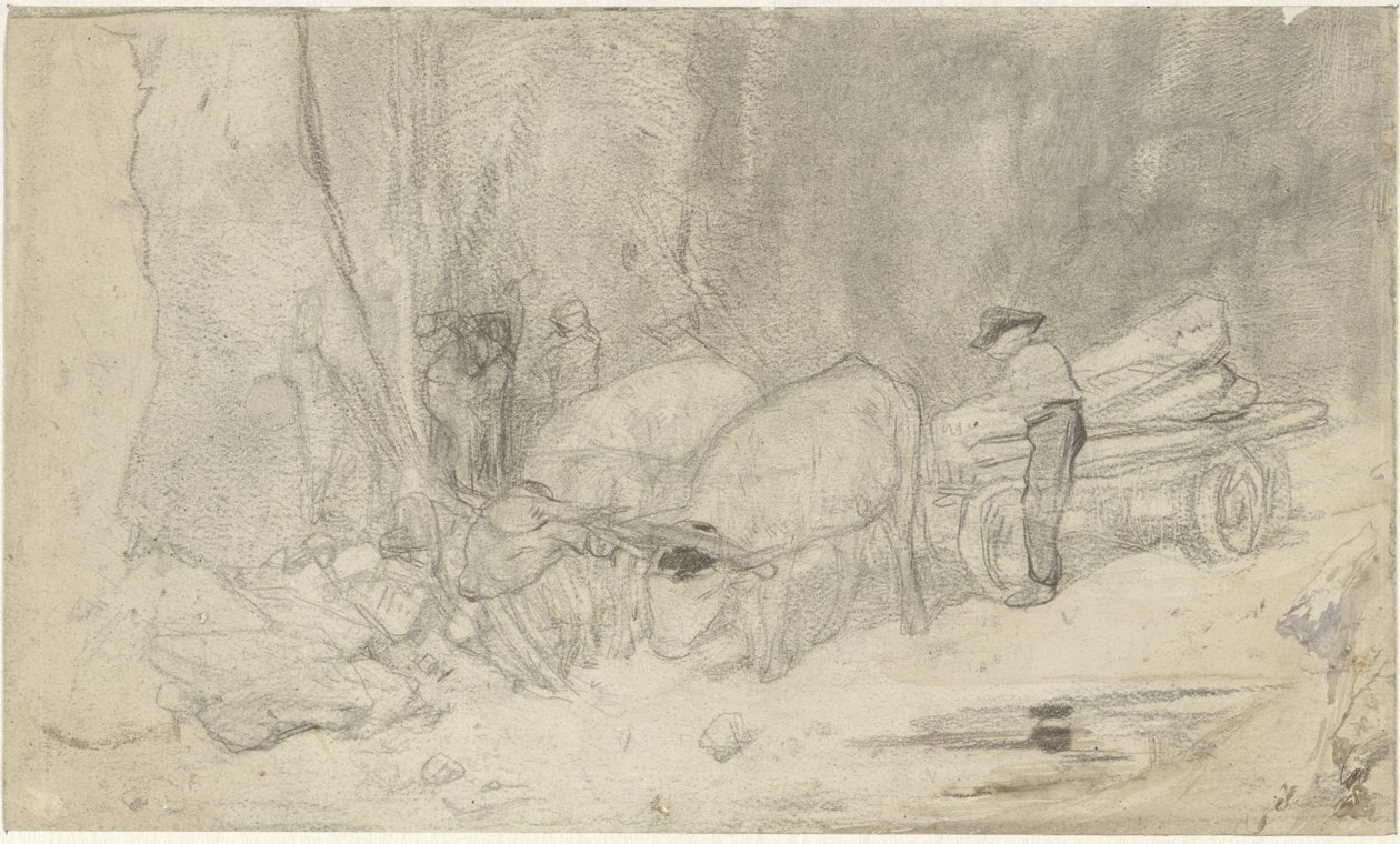 Carro di buoi su strada di montagna da Jacob Maris