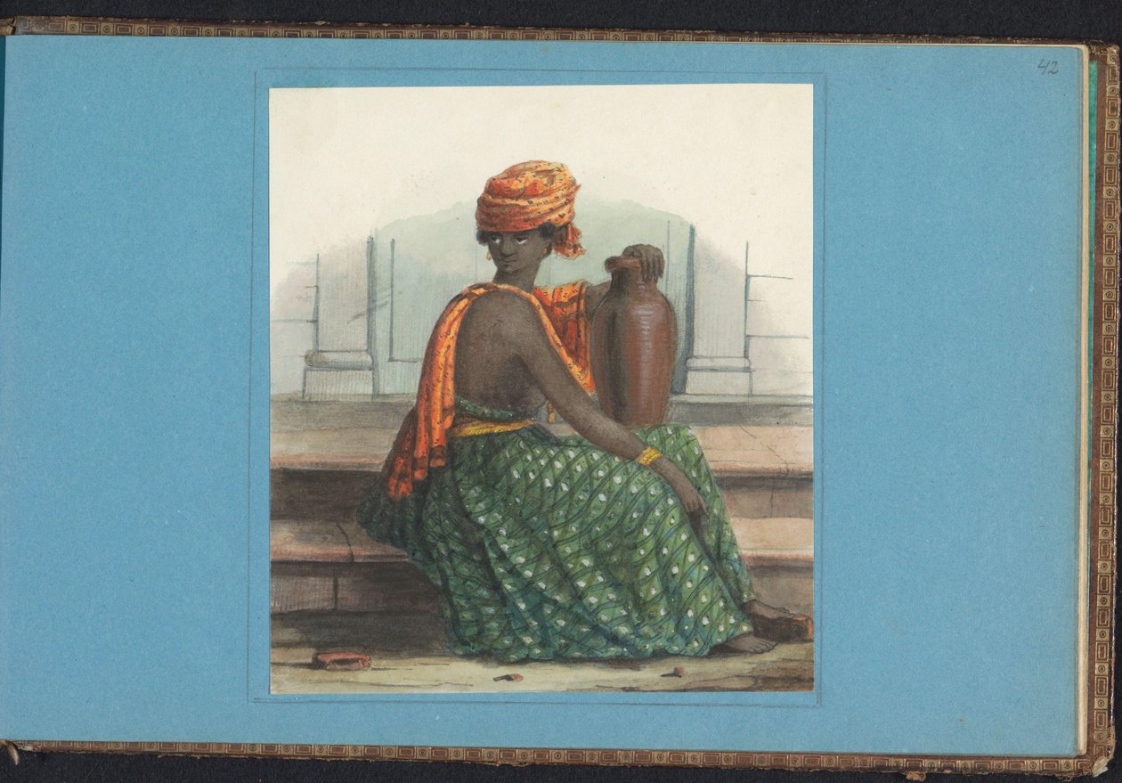 Donna in koto misi (Album con disegni del Suriname, p.42(r) (50)) da Jacob Marius Adriaan Martini van Geffen