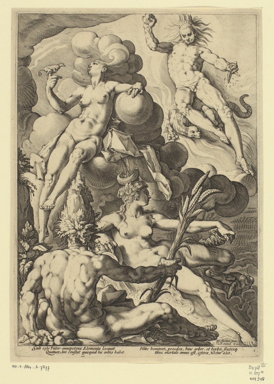 I quattro elementi, Rappresentazioni mitologiche e allegoriche (titolo della serie) da Jacob Matham (attributed to)