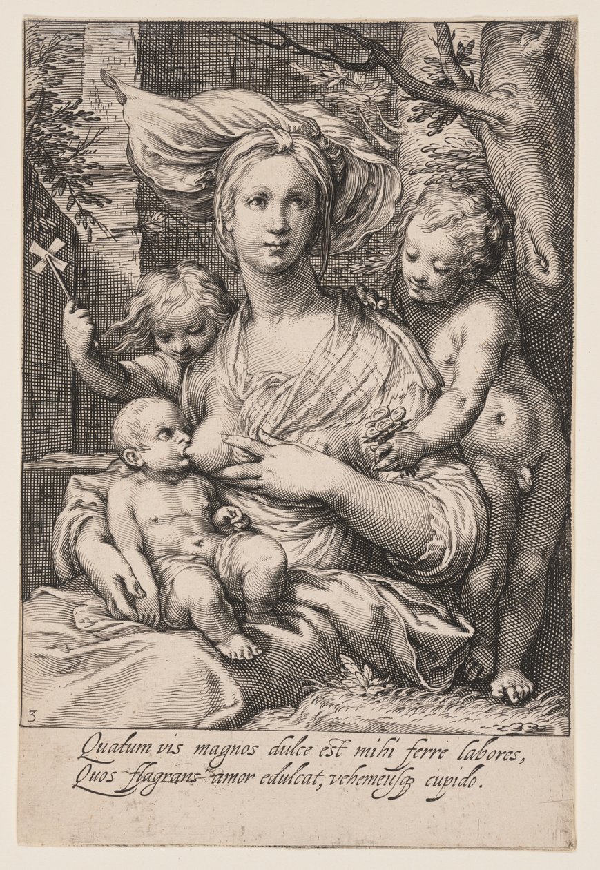 Carità, da Le sette virtù da Jacob Matham
