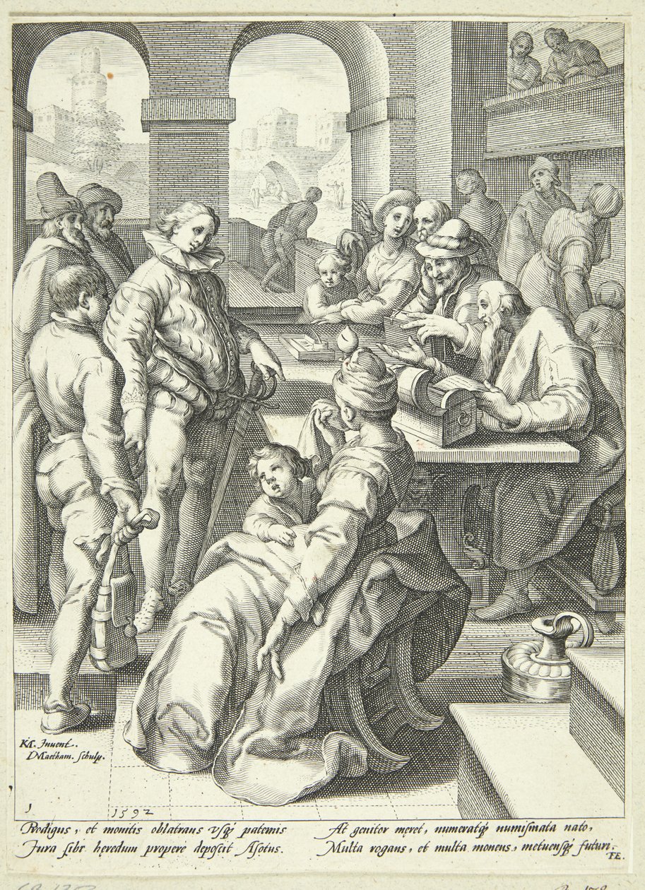 Il figliol prodigo riceve la sua eredità da Jacob Matham