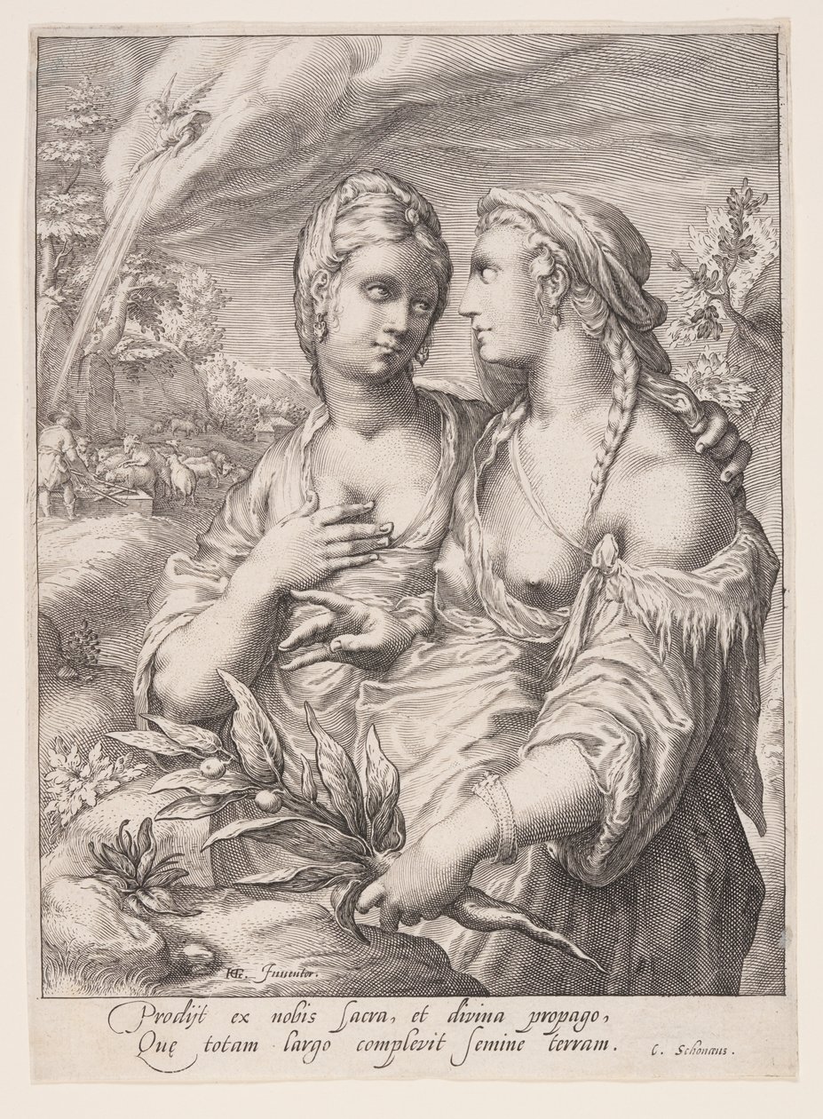 Lea e Rachel, da Le mogli dei patriarchi da Jacob Matham
