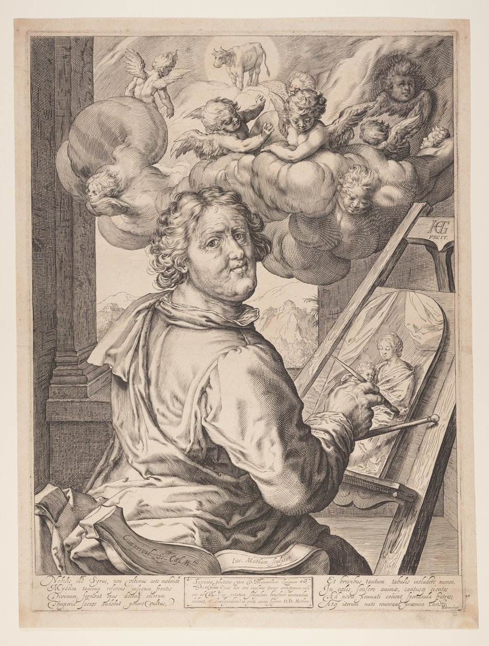 San Luca che dipinge la Vergine da Jacob Matham