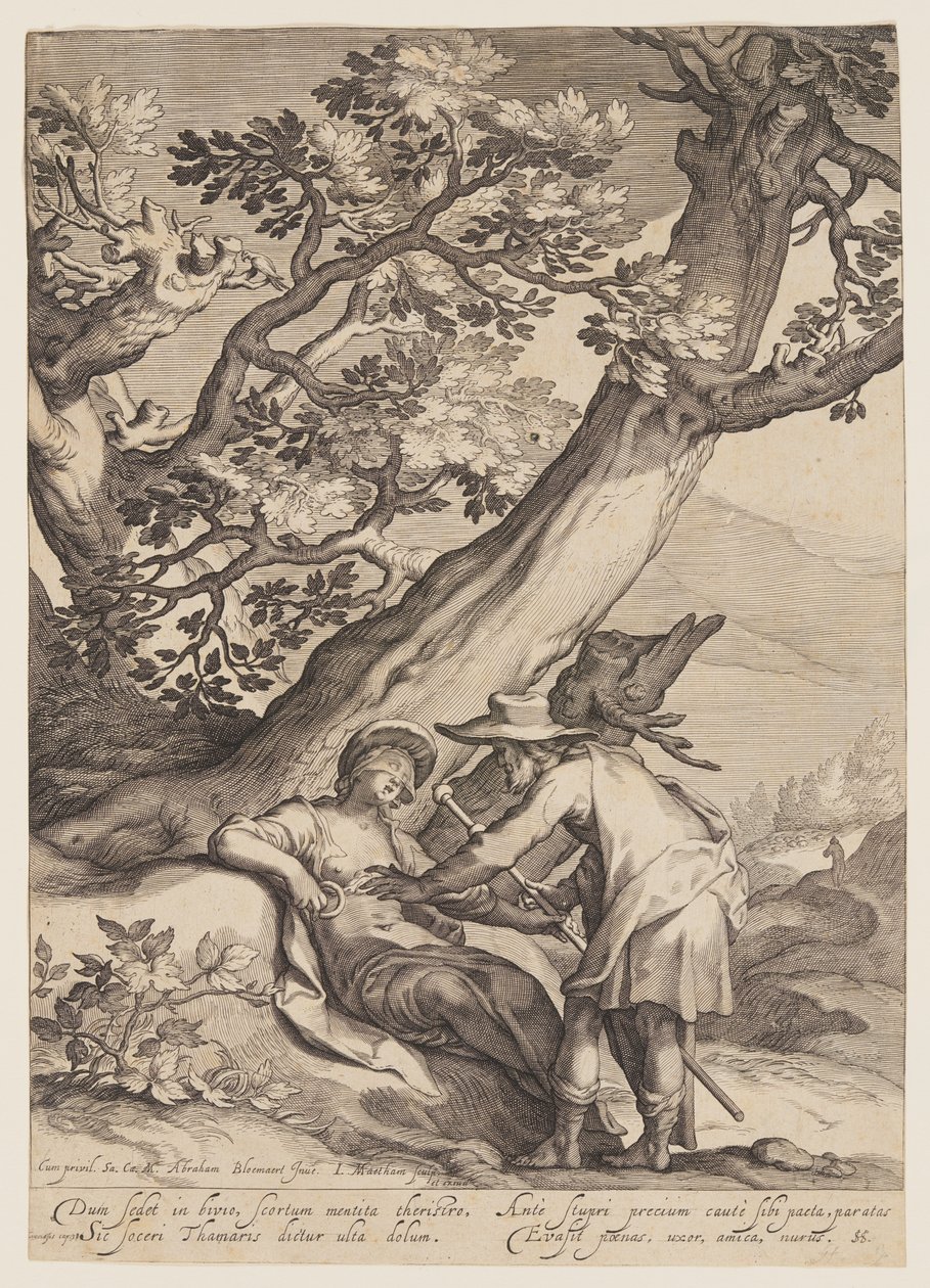 Tamar riceve un anello e un bastone da Giuda da Jacob Matham