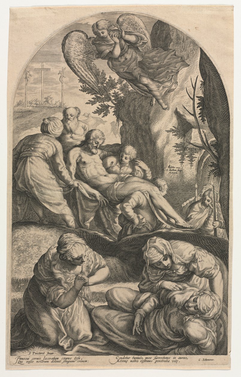 I discepoli di Cristo portano il suo corpo al sepolcro da Jacob Matham