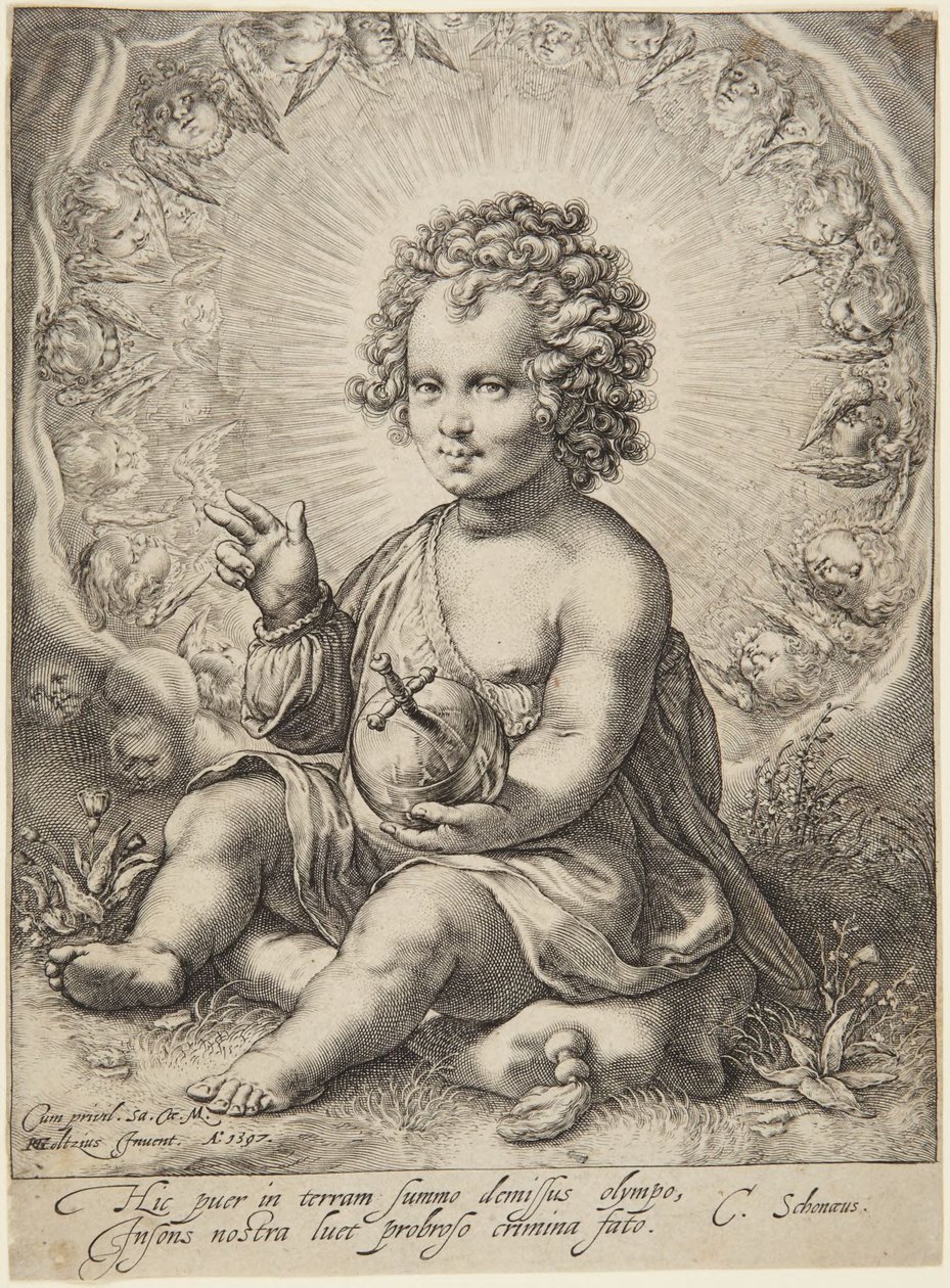 Il Bambino Gesù come Salvator Mundi da Jacob Matham