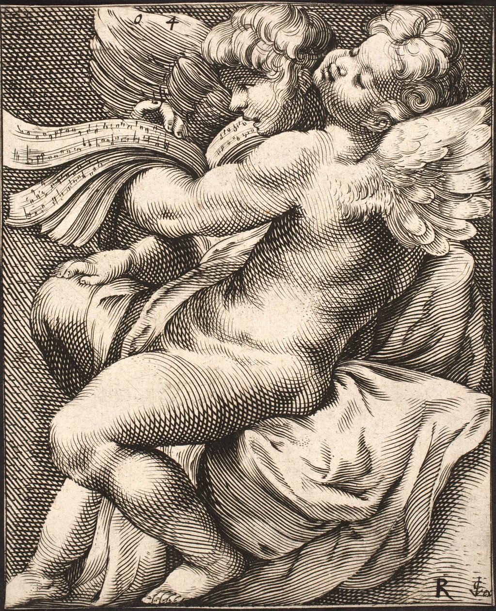 Due putti che cantano da Jacob Matham