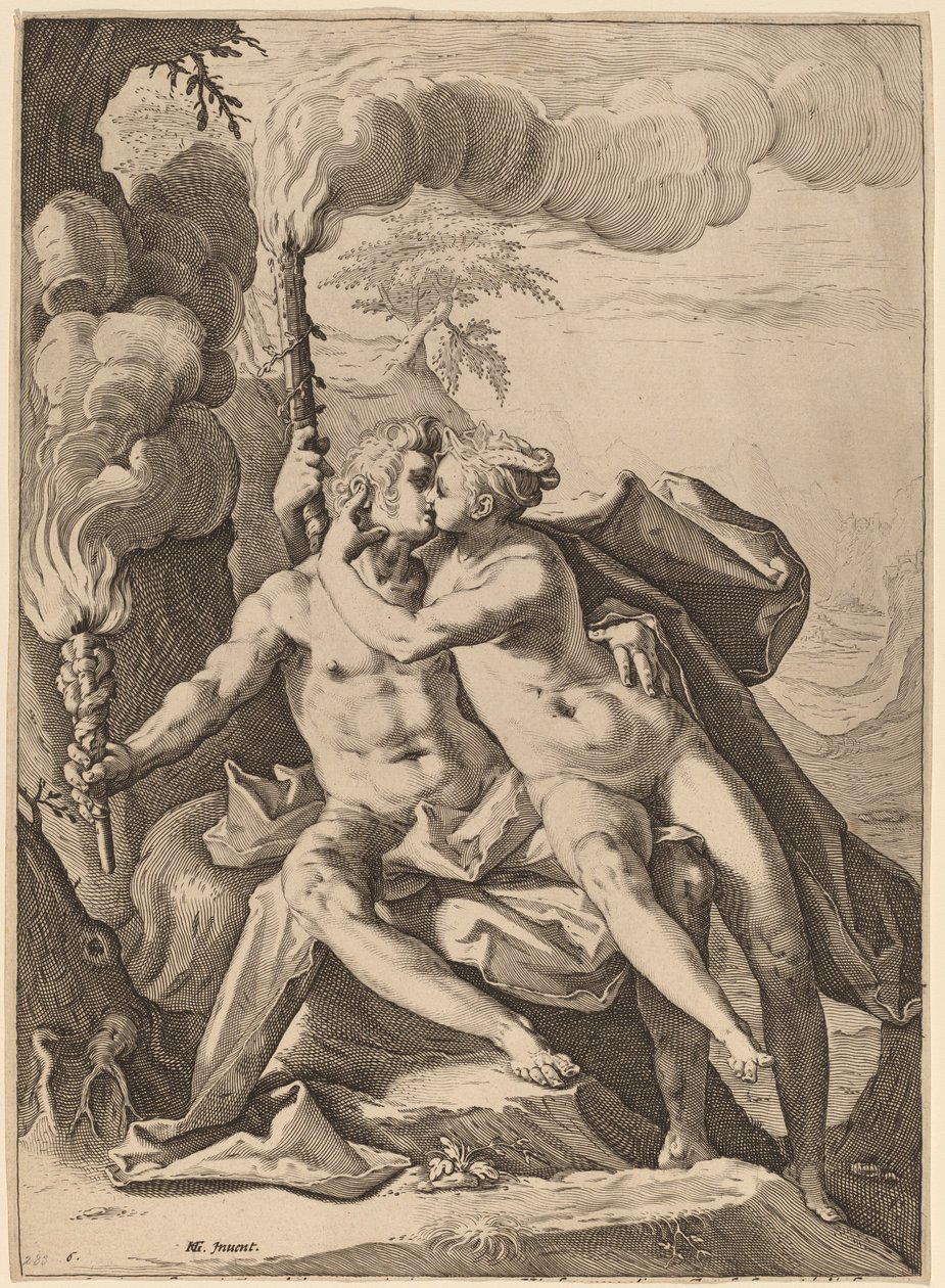 Eros e Anteros da Jacob Matham after Hendrik Goltzius