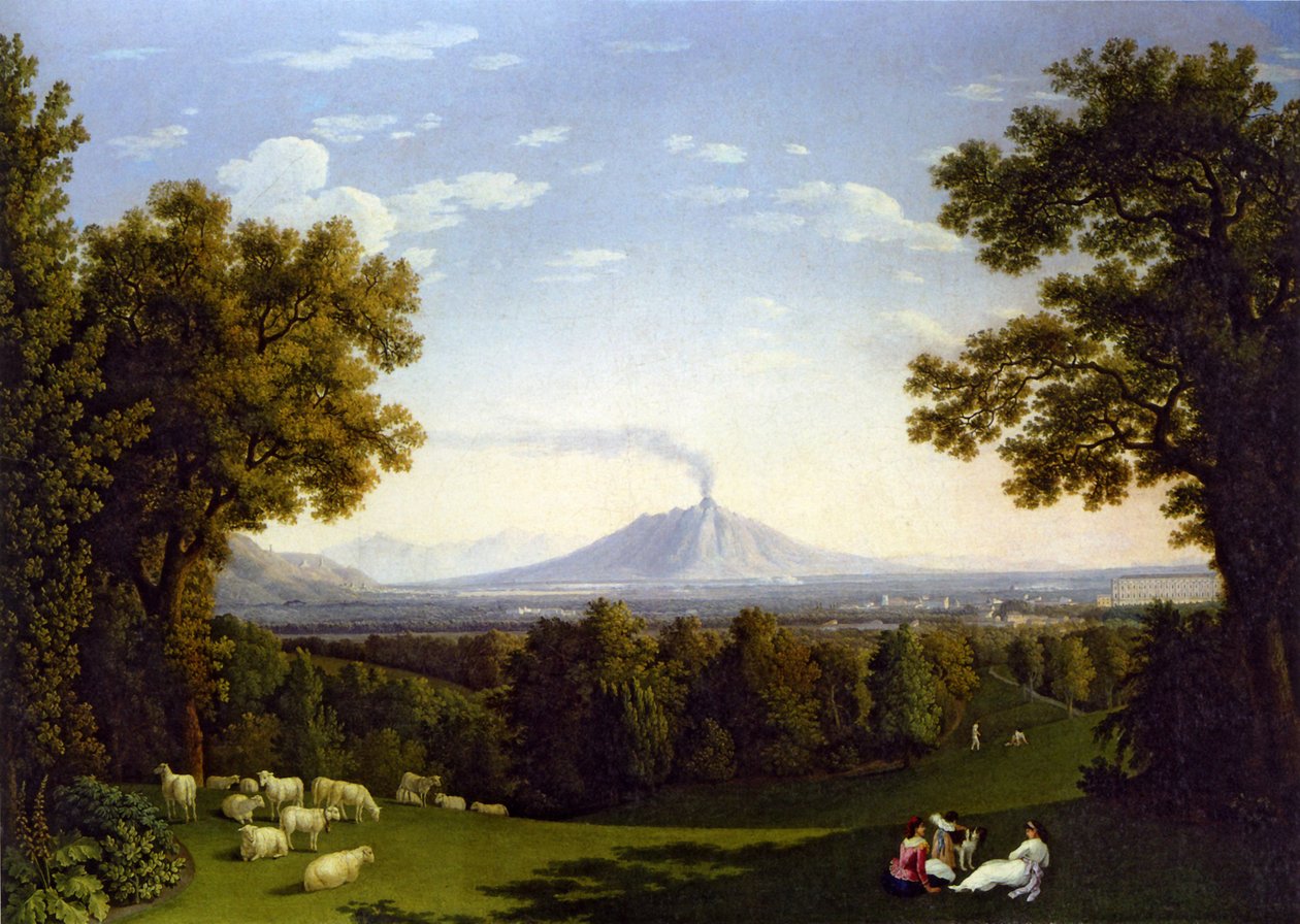 Paesaggio con la Reggia di Caserta e il Vesuvio da Jacob Philipp Hackert