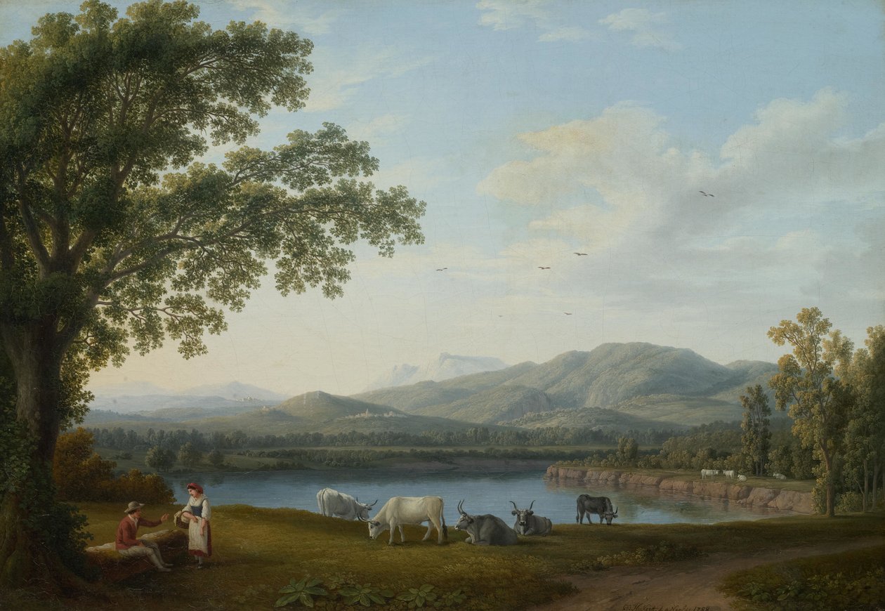 Vista sul Sele e sul massiccio dei Monti Alburni

Titolo originale Blick auf den Sele und das Massiv der Monti Alburni da Jacob Philipp Hackert