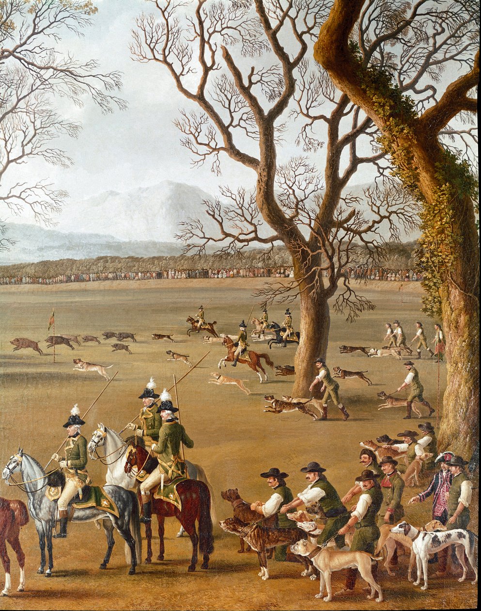 Ferdinando IV caccia il cinghiale nella tenuta di Cassano (dettaglio) da Jacob Philippe Hackert
