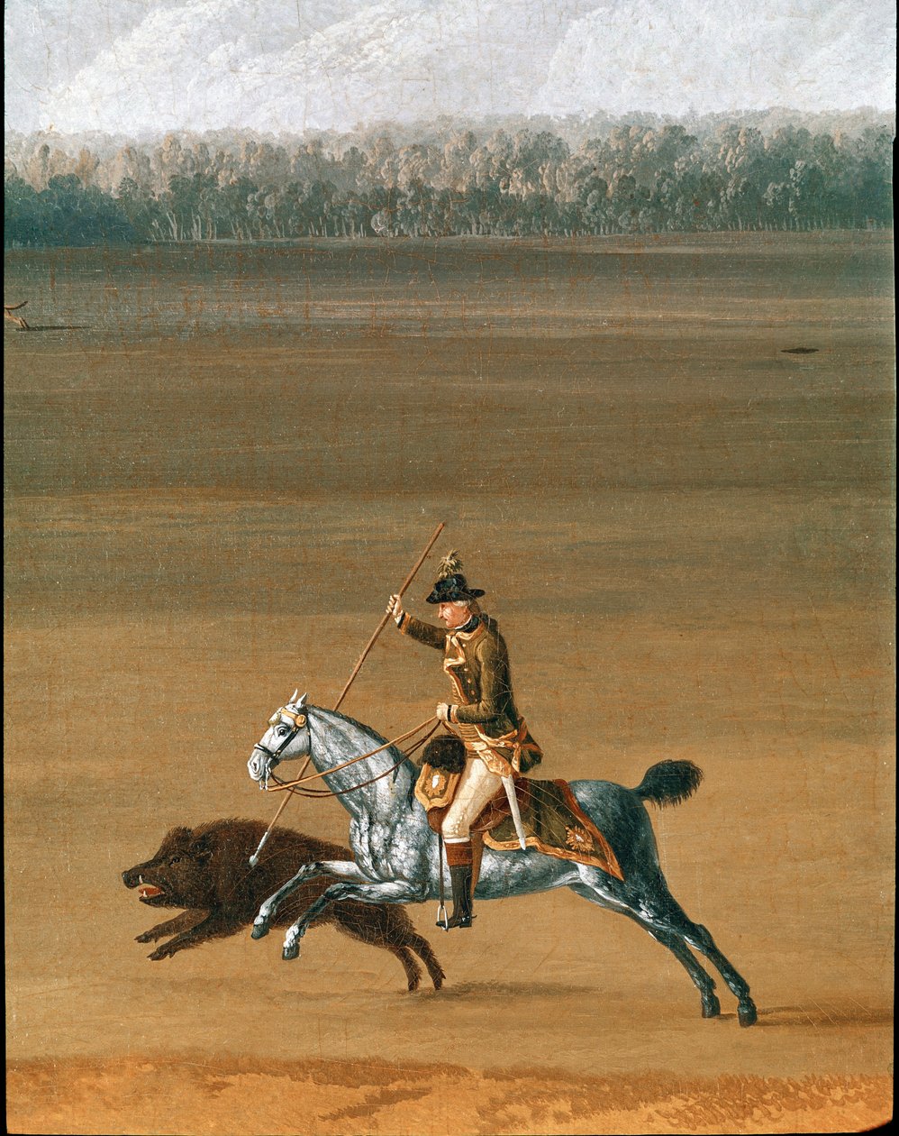 Ferdinando IV caccia il cinghiale nella tenuta di Cassano (dettaglio) da Jacob Philippe Hackert