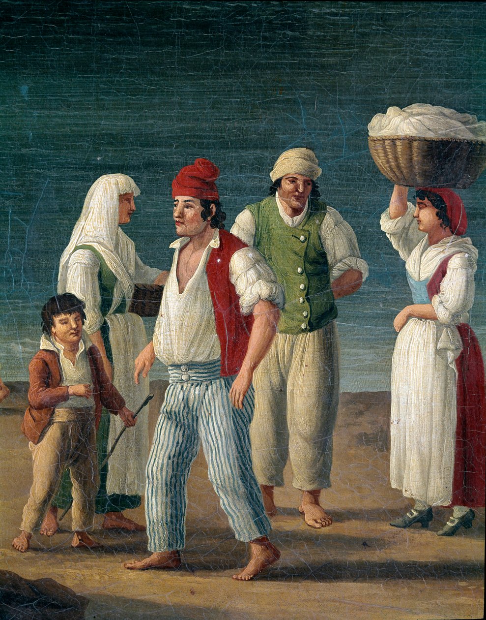 Pescatori e contadine di Barletta, Italia (dettaglio, dipinto di Jacob Philipp Hackert detto Hackert d