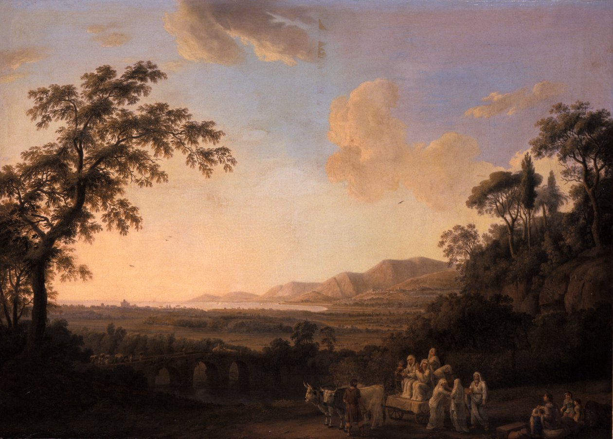 Paesaggio idilliaco al crepuscolo, 1782 da Jacob Philippe Hackert
