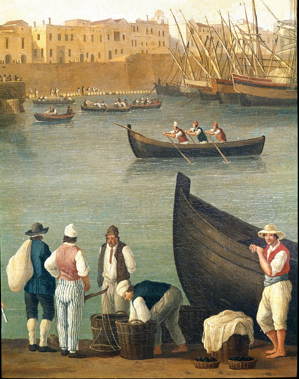 Pescatori di cozze di Monopoli, Puglia, Italia da Jacob Philippe Hackert