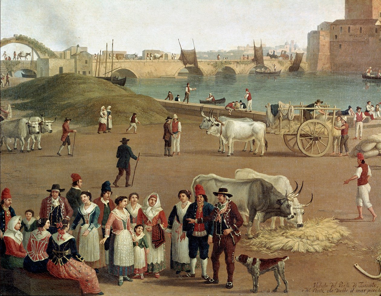Veduta del porto di Taranto (dettaglio) da Jacob Philippe Hackert