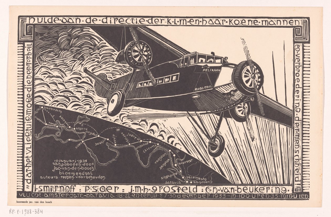 Volo del Pellicano da Amsterdam a Batavia nel 1933 da Jacob Pieter van den Bosch