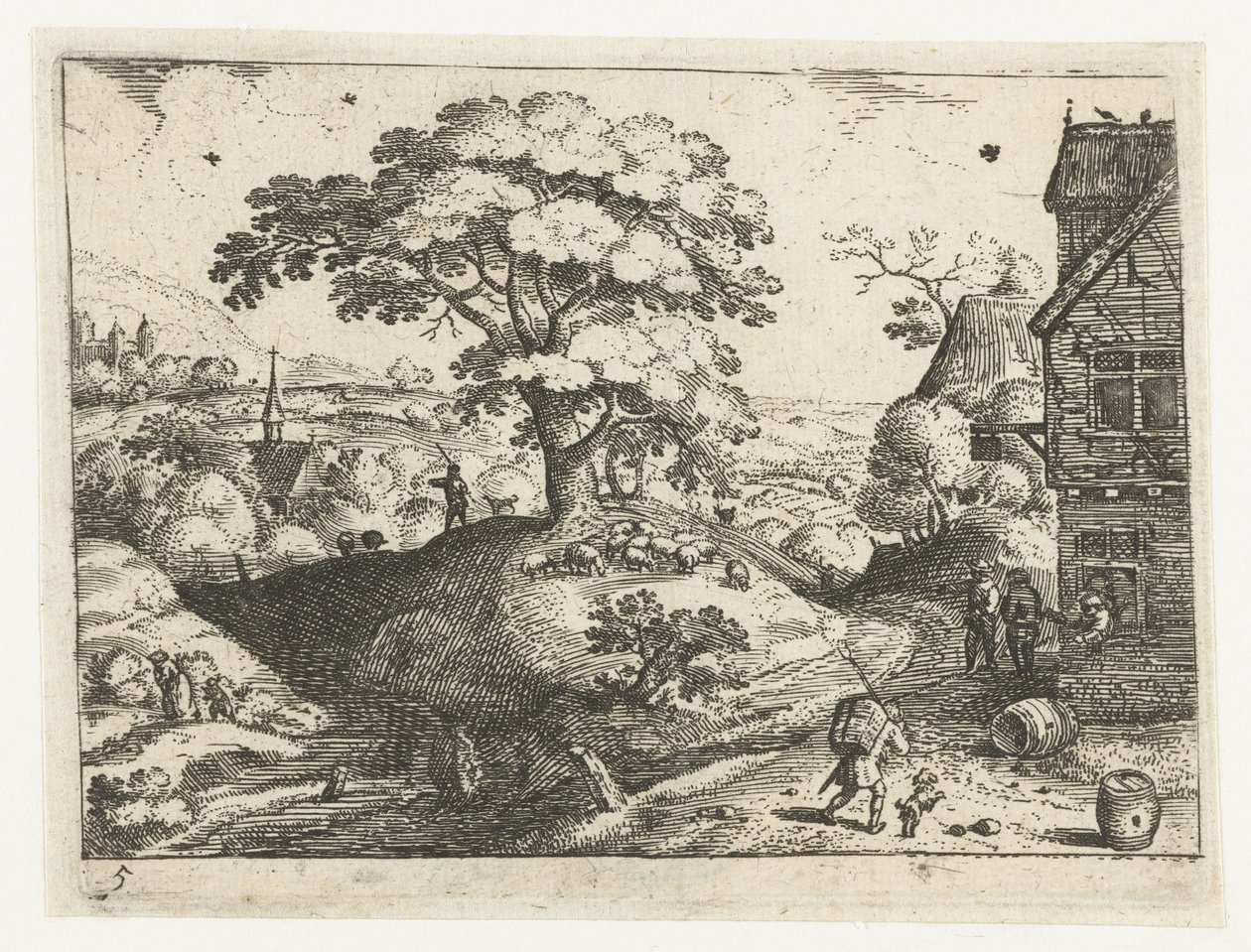 Paesaggio con viaggiatore presso una locanda da Jacob Savery (I)