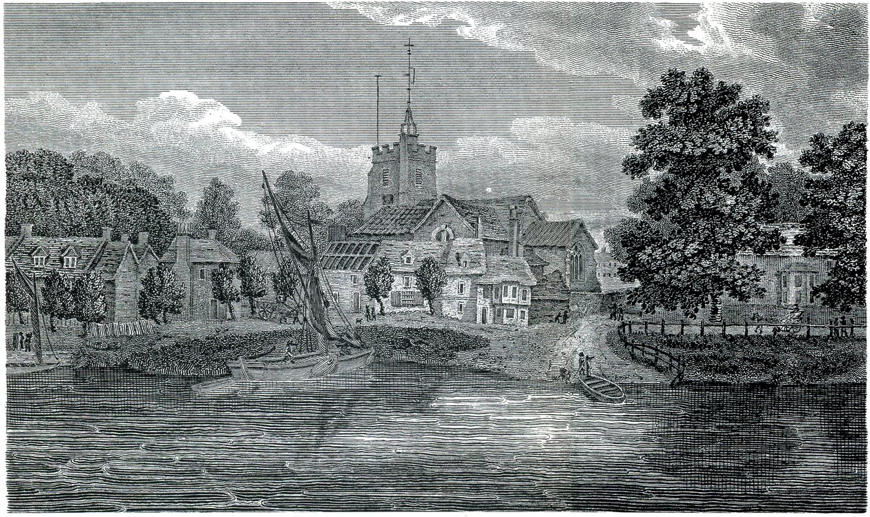 Incisione Chiesa di San Nicola a Chiswick di Schnebbelie 1807 da Jacob Schnebbelie