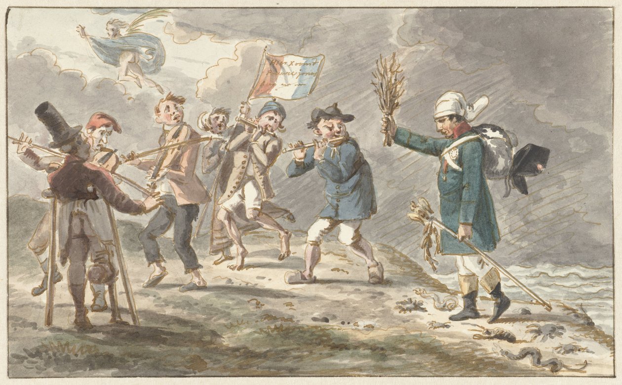 Caricatura della ritirata di Napoleone I Bonaparte dalla Russia da Jacob Smies