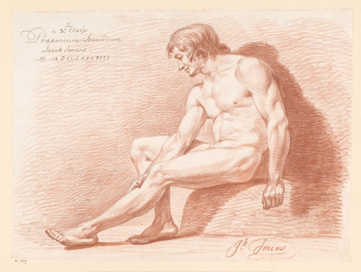 Nudo maschile seduto, visto di lato (2° premio 1788) da Jacob Smies