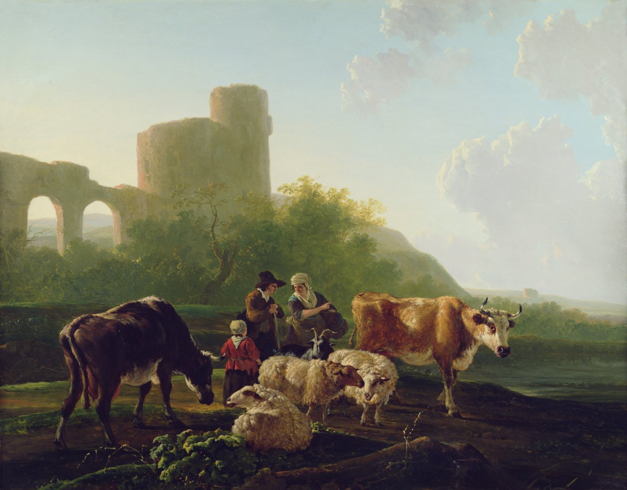 Figure rustiche con bovini e pecore da Jacob Van Stry