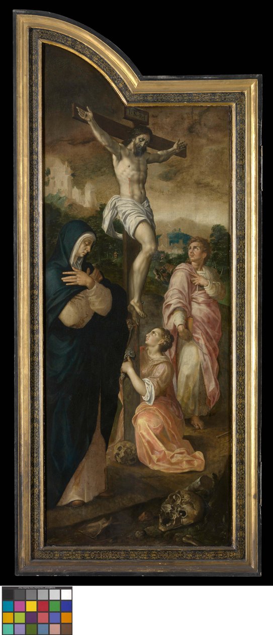 La Crocifissione (ala sinistra), La profezia della guarigione di Ezechia (pannello centrale), L