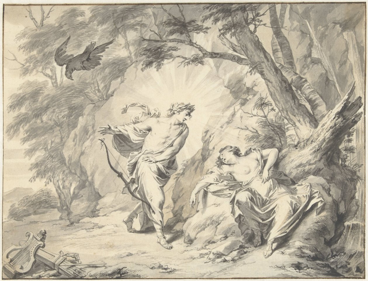 Apollo trafigge Coronide con una freccia da Jacob de Wit