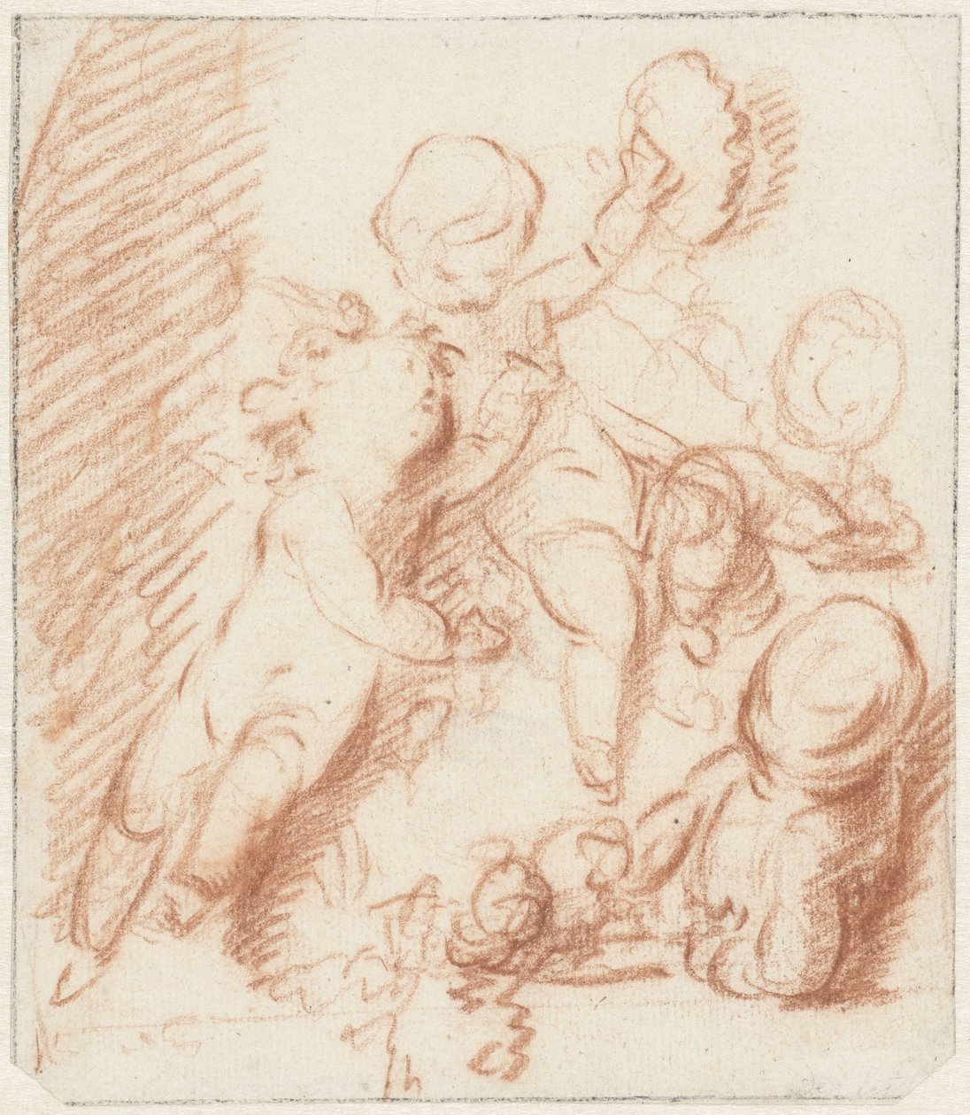 Progetto per una porta o un camino con tre putti da Jacob de Wit