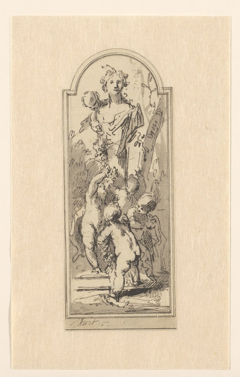 Putti con busto di donna tra gli alberi da Jacob de Wit