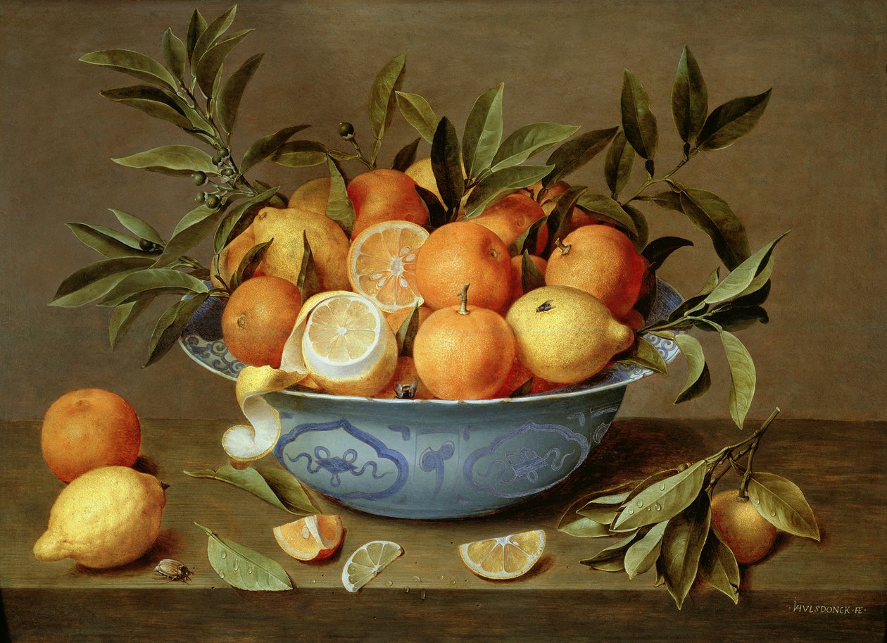 Natura Morta con Arance e Limoni in un Piatto di Porcellana Wan-Li da Jacob van Hulsdonck