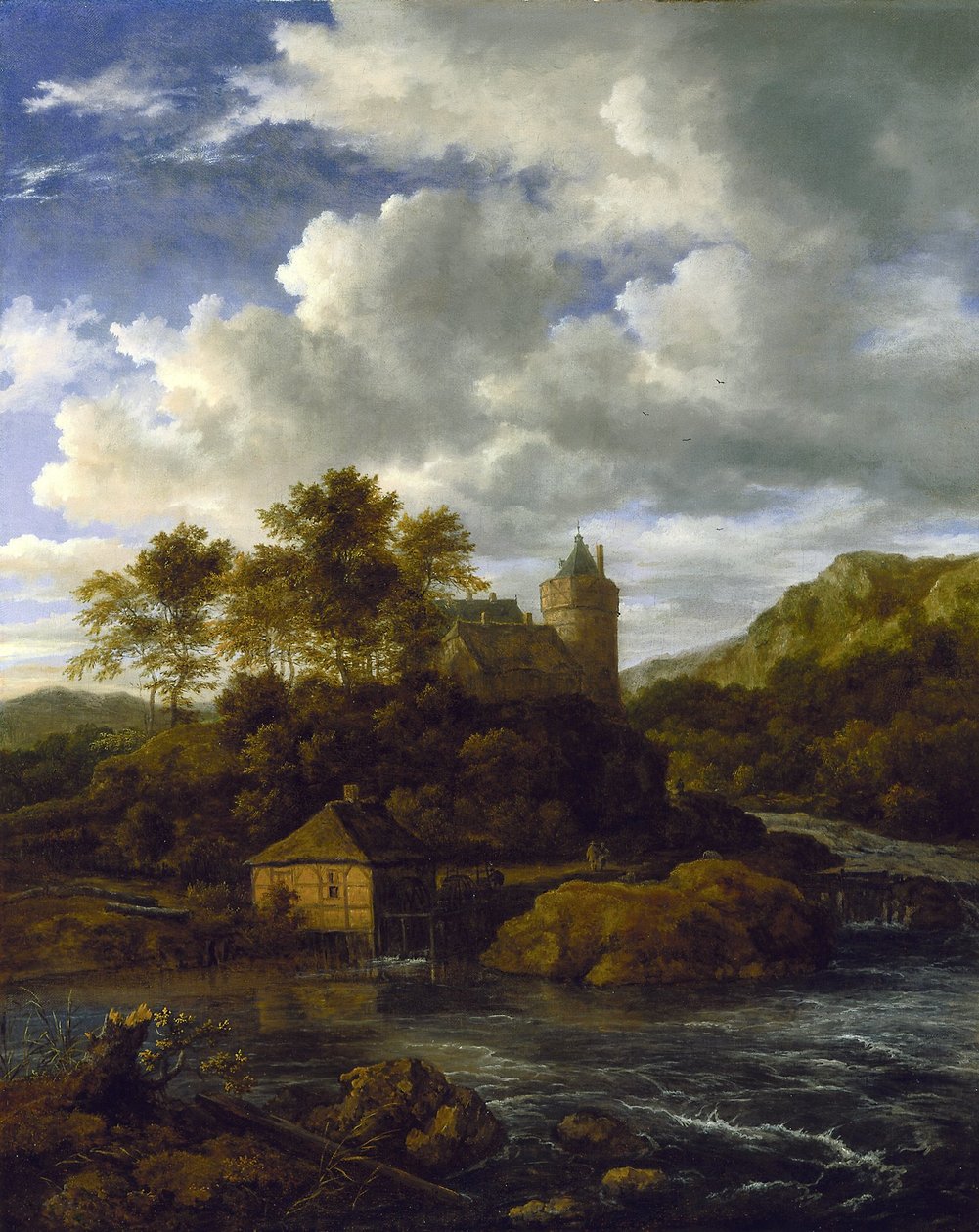 Castello e mulino ad acqua presso un fiume da Jacob van Ruisdael