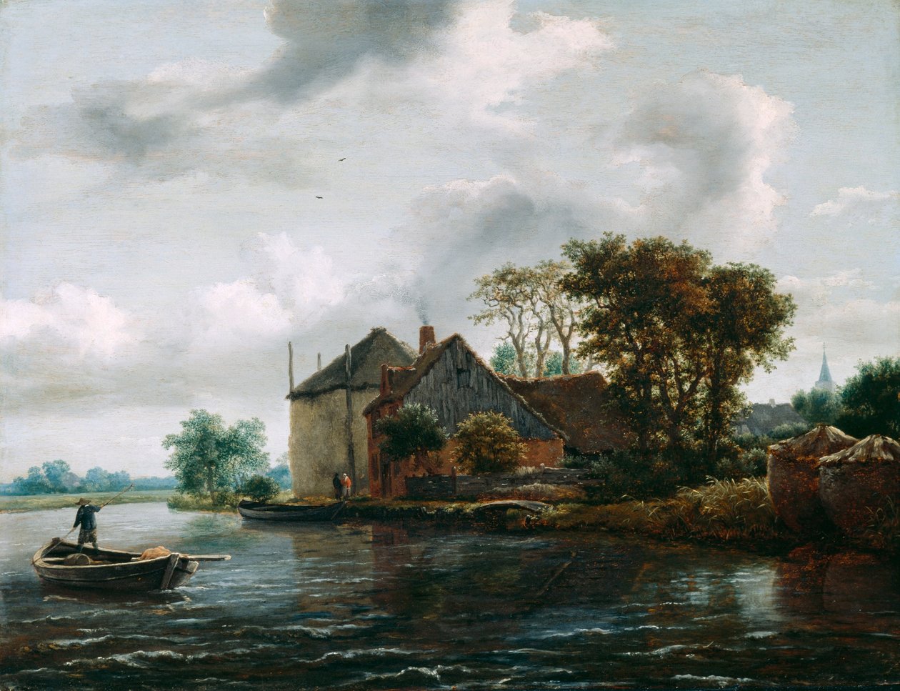 Fattoria e Hayrick su un fiume da Jacob van Ruisdael