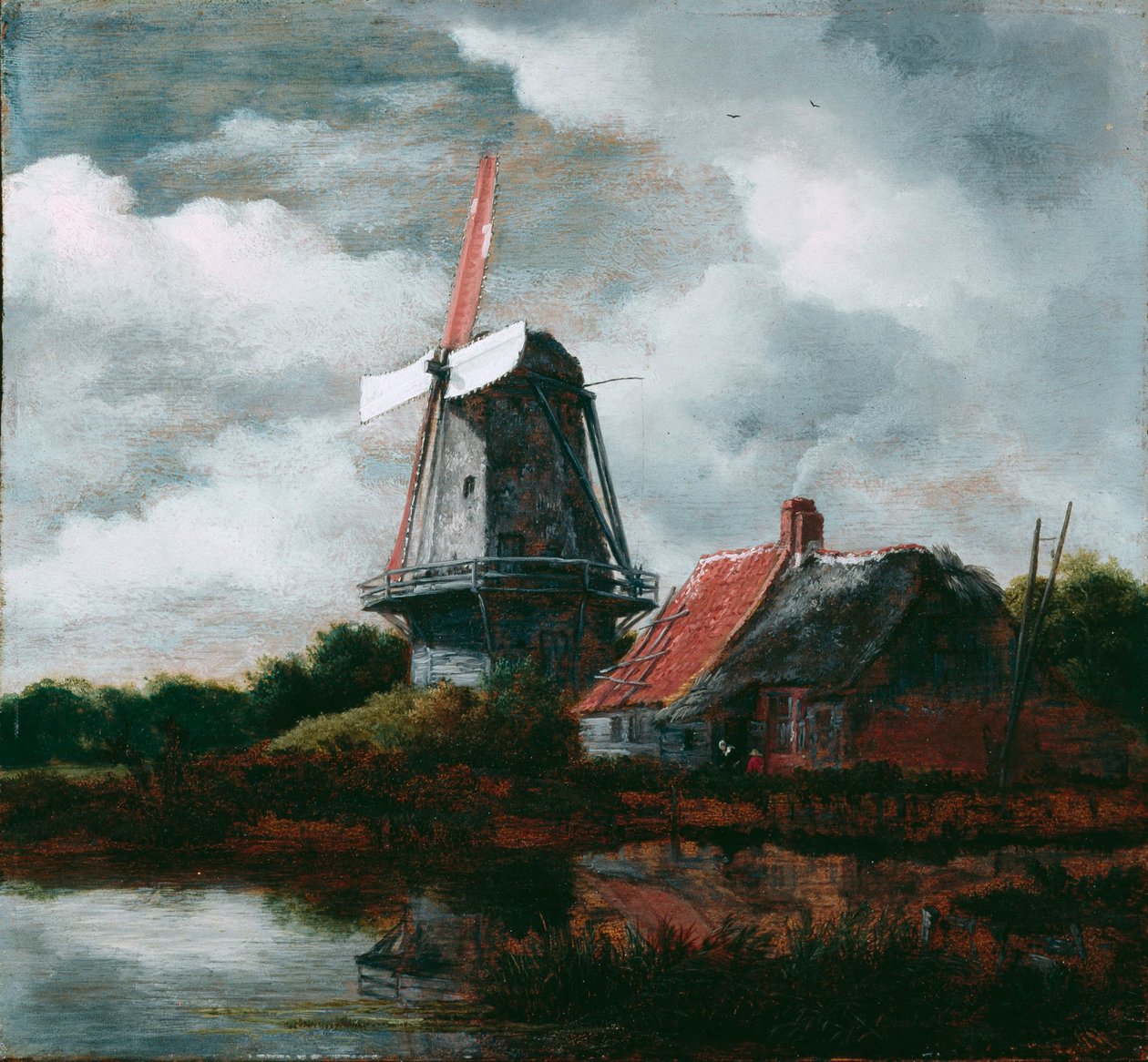 Paesaggio con casa colonica e mulino a vento da Jacob van Ruisdael